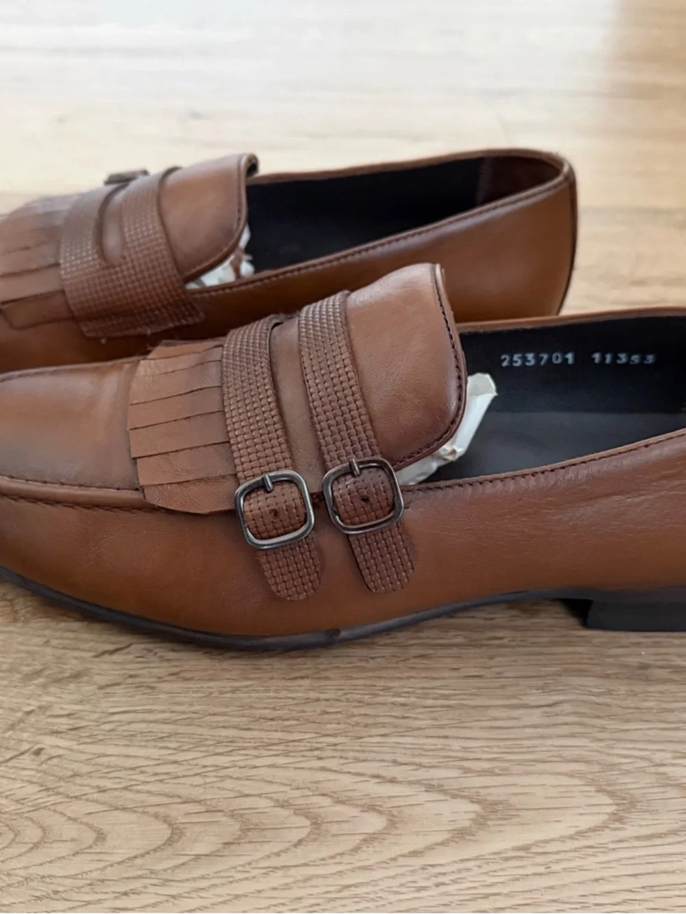 Men’s Brown Leather Kiltie Monk Loafers